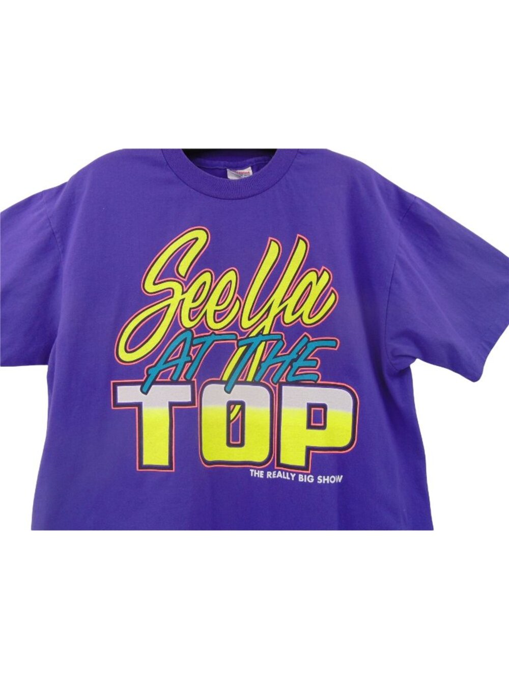 Vintage 90s See You At The Top Purple T Shirt XL Zig Ziglar Big Show Neon Art